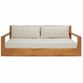 Safavieh CPT1041A-1-2 24.5 x 84 x 32.75 in. Kauai Brazil Teak Patio Sofa; Natural & Beige CPT1041A-1/2